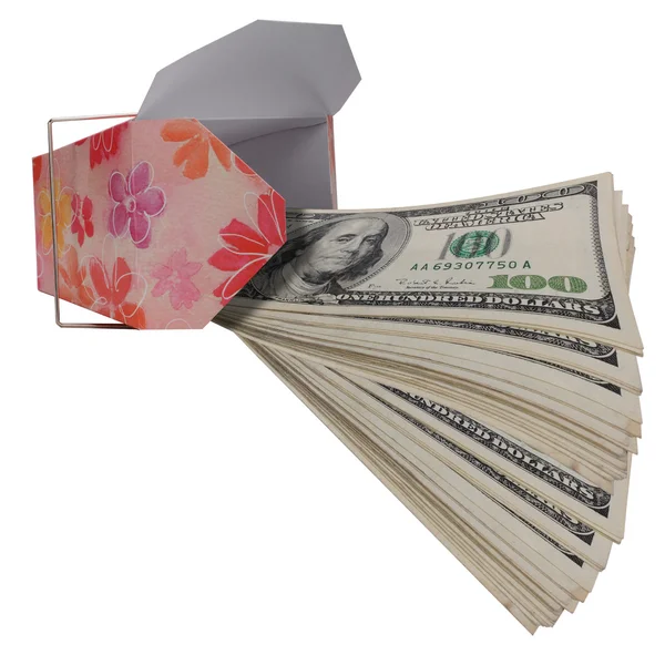 Cash coming out of box. — Stock Photo, Image