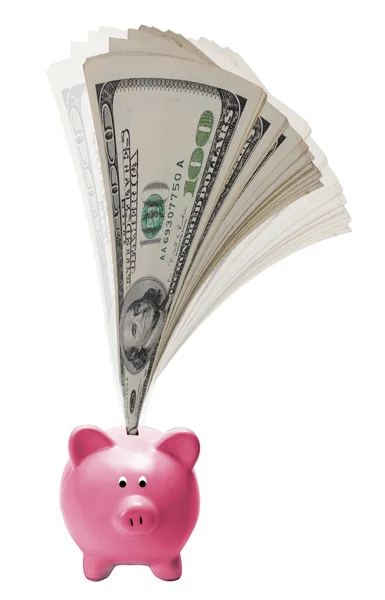 Środki pieniężne i świnka — Zdjęcie stockowe