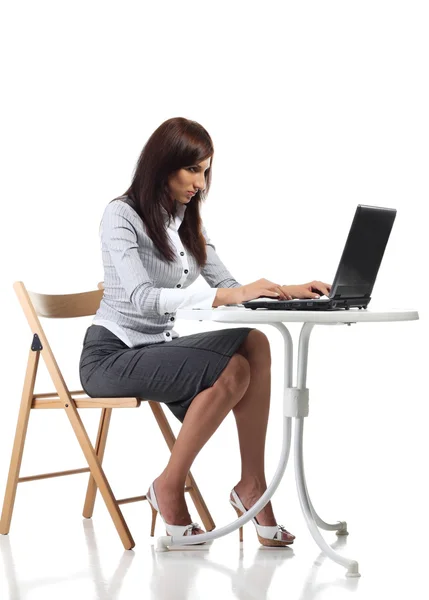 Tired women sitting with computer — Stock Photo, Image