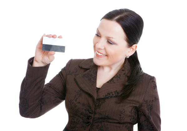 Geschäftsfrau mit Kreditkarte — Stockfoto