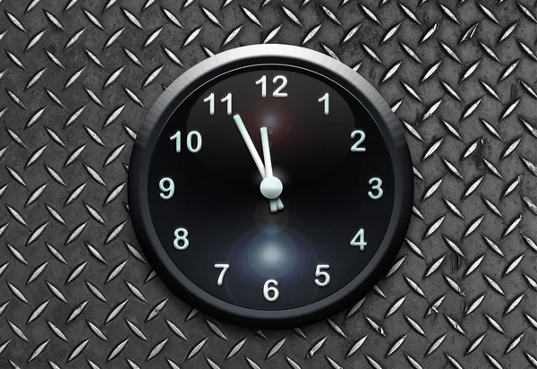 Clock on metal wall — Stock Photo, Image