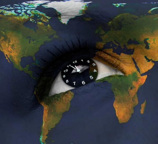 Aarde klok in het oog — Stockfoto