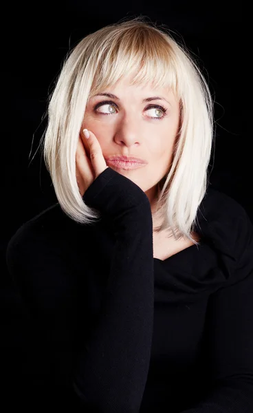 Beautiful blond thoughtful woman — Stock Photo, Image