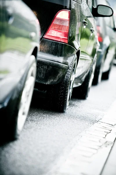 L'ingorgo stradale in autostrada allagata causa pioggia — Foto Stock