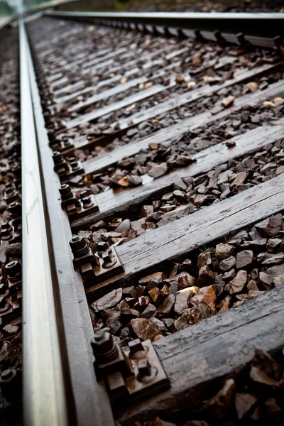 Järnvägsspåren till ingenstans närbild — Stockfoto