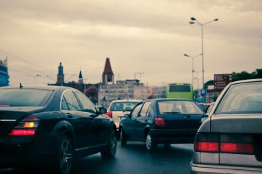 Traffic jam - panic on the streets clipart