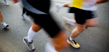 running in city marathon - motion blur clipart