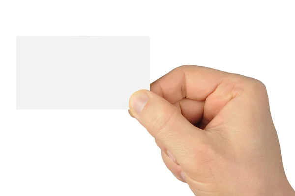 Mão com cartão de visita em branco — Fotografia de Stock