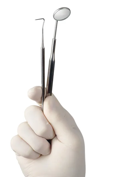Hand with Dental tools — Stock Photo, Image