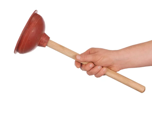 Isolated Hand with Plunger — Stock Photo, Image