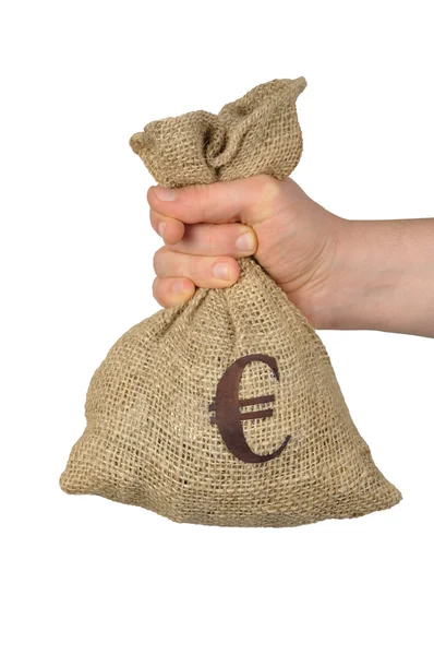 Euro em um saco — Fotografia de Stock