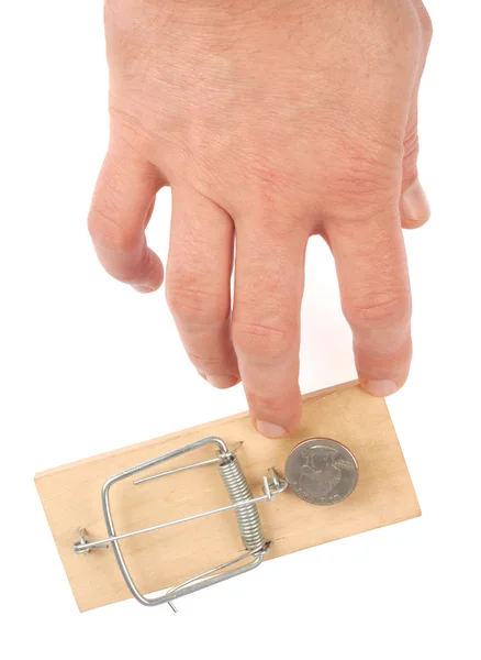 Hand and Mousetrap — Stock Photo, Image