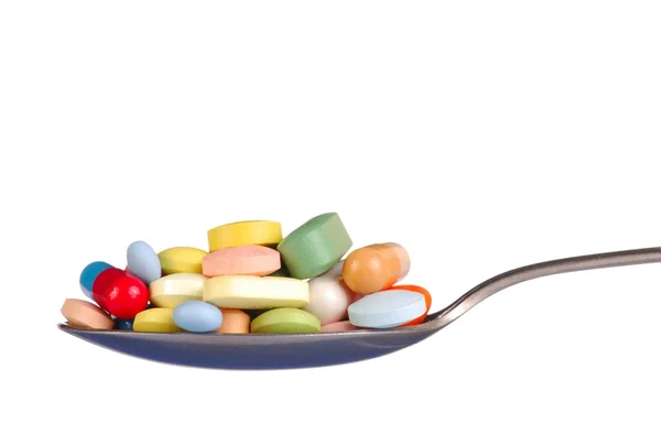 Pills on Teaspoon — Stock Photo, Image