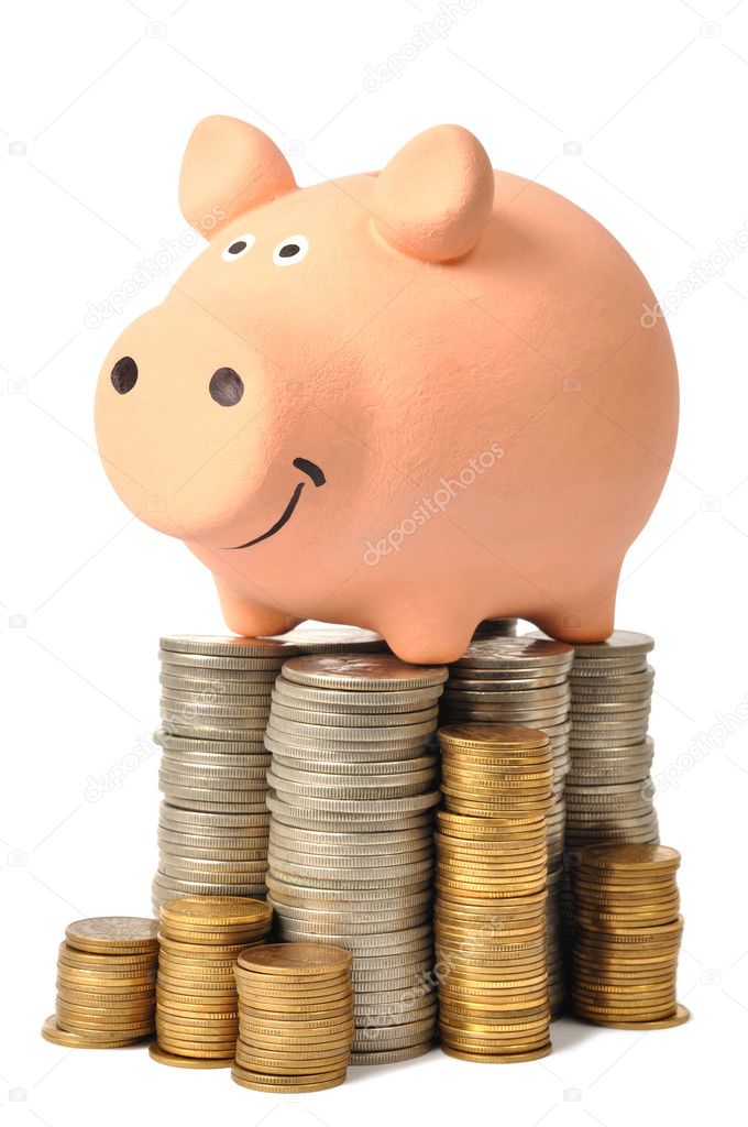 Piggy Bank and Coins