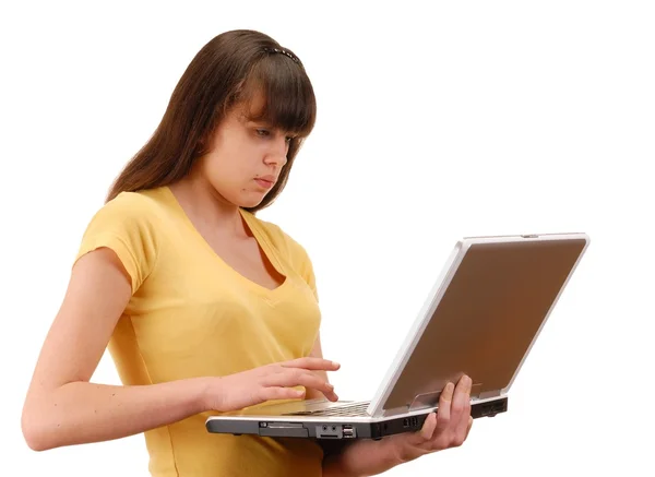 Дівчина з комп'ютера — стокове фото
