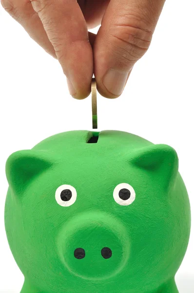 Banco porquinho verde — Fotografia de Stock