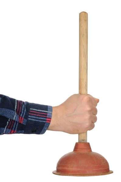 Hand with Plunger — Stock Photo, Image