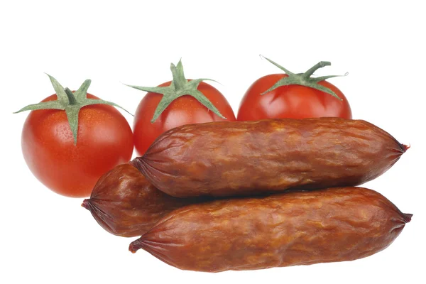 Salsicha e tomate — Fotografia de Stock
