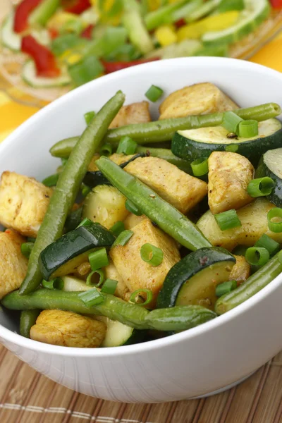 Chicken with zucchini and green beans — Stock Photo, Image