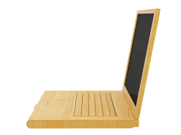 Dřevěný přenosný počítač — Stock fotografie