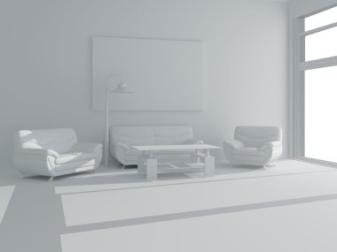 White furniture in a white room clipart