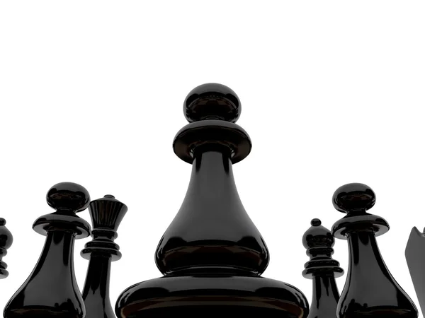 黑色的西洋棋棋子 — 图库照片
