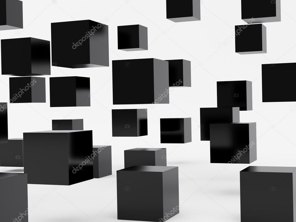 Falling cubes of black colour