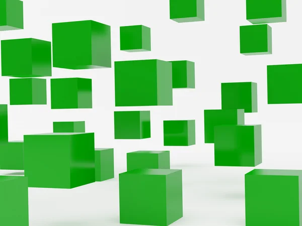 Falling cubes of green colour — Stock Photo, Image