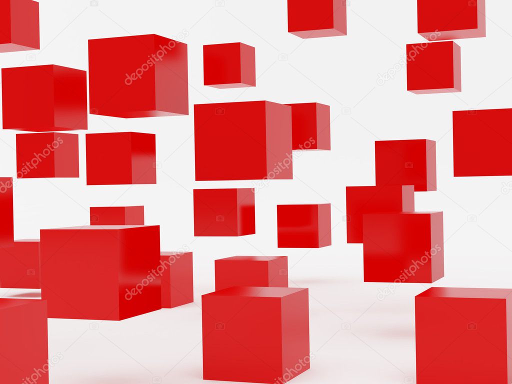 Falling cubes of red colour