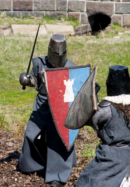 Reconstruction of knightly fight — Stock Photo, Image