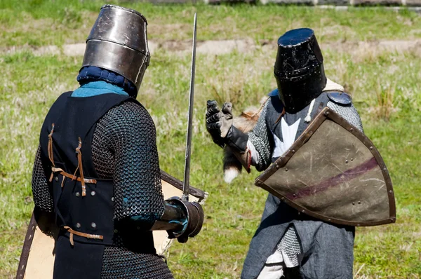 Gjenoppbygging av ridderkamp – stockfoto