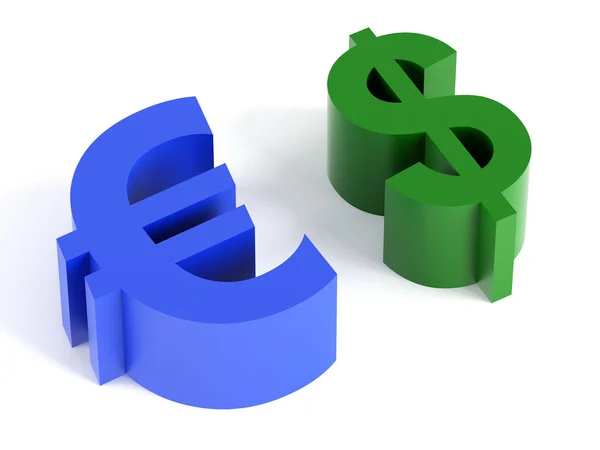 Dólar e símbolo do euro — Fotografia de Stock