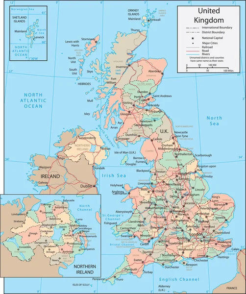 Mapa Velká Británie — Stockový vektor