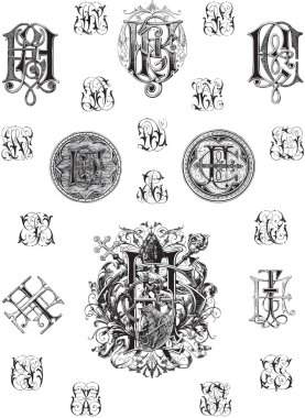 Monogram set three clipart