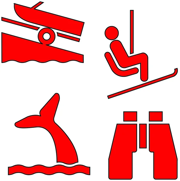 Rode pictogrammen ingesteld zeven — Stockvector