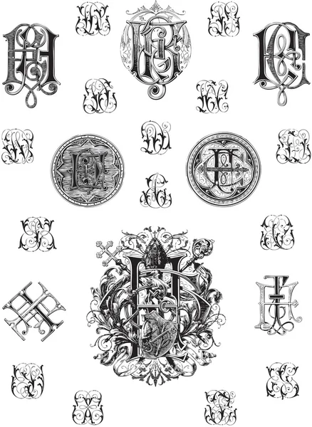 Monograma conjunto tres — Archivo Imágenes Vectoriales