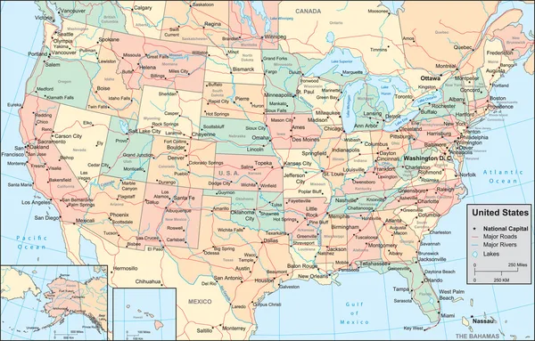 Stany Zjednoczone Ameryki mapa — Wektor stockowy