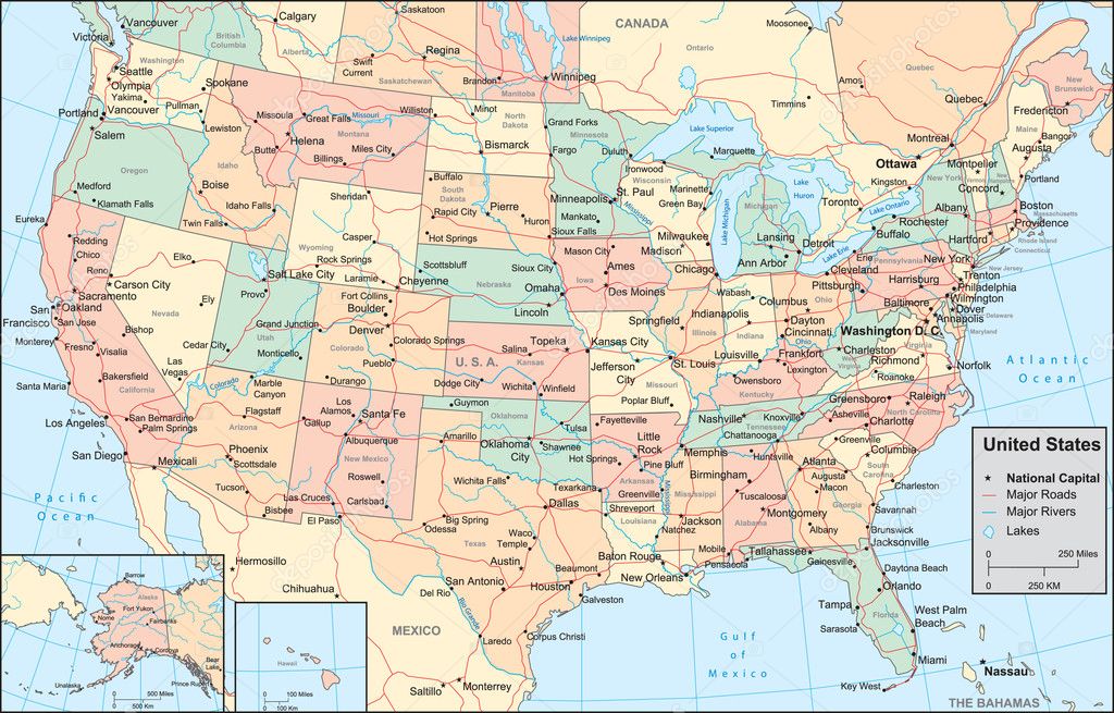 Mapa De Eeuu De America