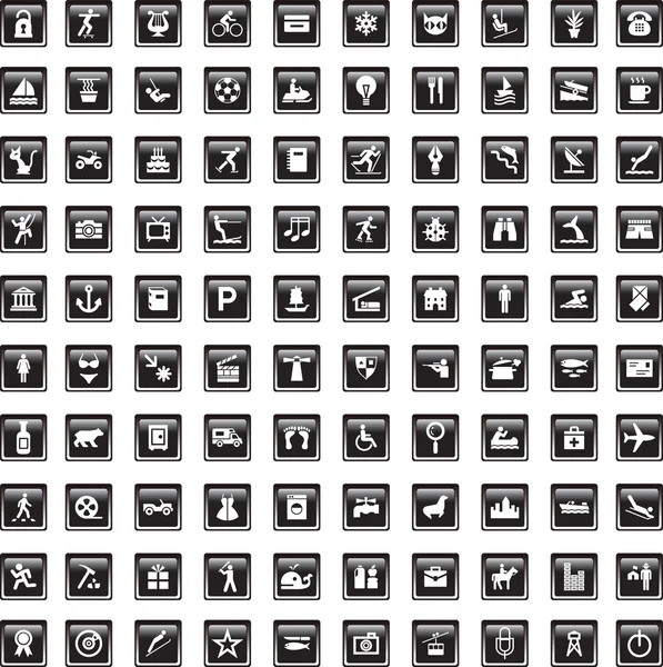 Icônes noires ensemble dix-sept — Image vectorielle