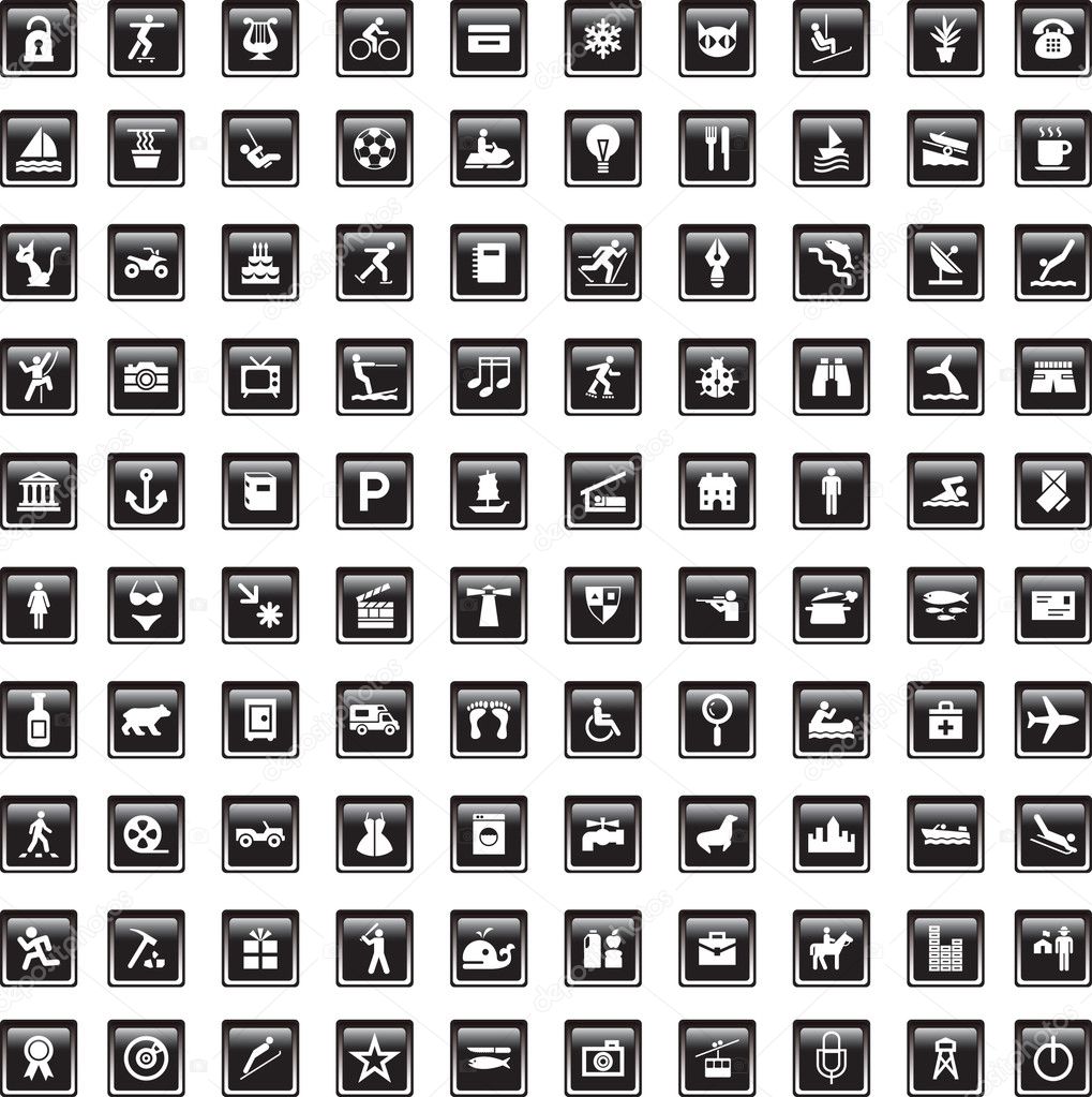 This image is a vector illustration and can be scaled to any size without loss of resolution. 100 various signs.