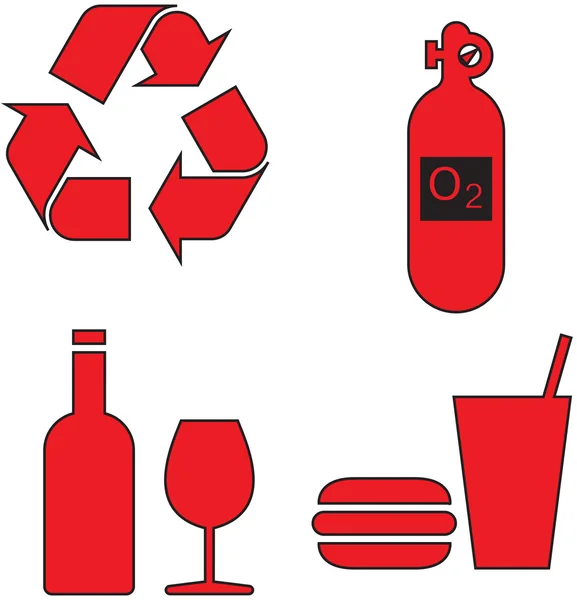 Ensemble d'icônes rouges — Image vectorielle