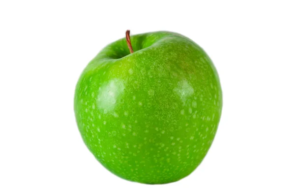 Grönt Äpple Isolerade Vitt Färskt Grönt Äpple Söt Frukt — Stockfoto