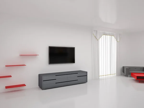 Moderner Fernseher Zimmer Innenraum Des Modernen Zimmers Hochauflösendes Bild Gerenderte — Stockfoto