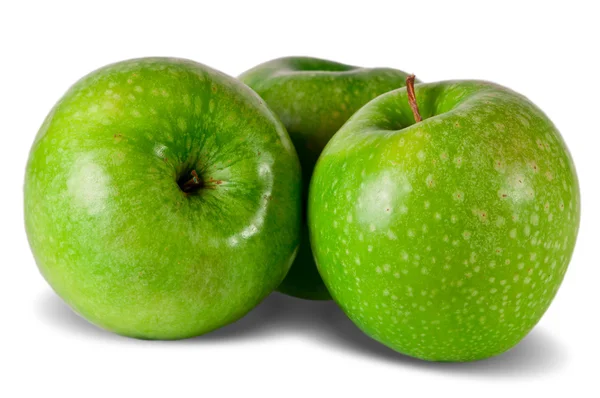 Πράσινο Μήλο Απομονωμένα Λευκό Φρέσκο Πράσινο Μήλο Γλυκά Φρούτα — Φωτογραφία Αρχείου
