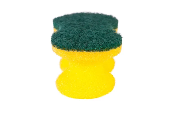 Esponja Isolada Fundo Branco Esponjas Amarelas Para Lavagem — Fotografia de Stock