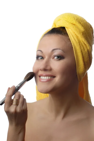 Lächeln beim Make-up — Stockfoto
