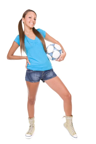 足球的女孩 — 图库照片