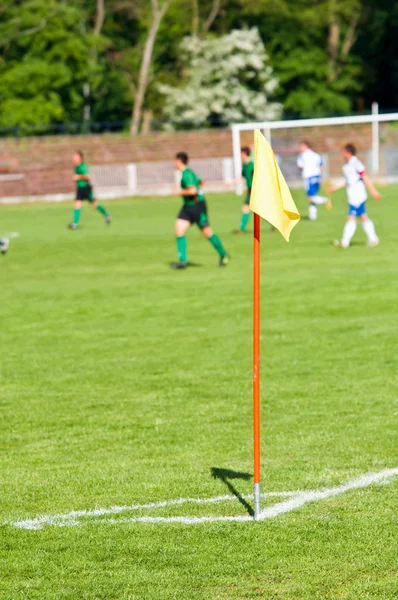 Flag on soccer field — Stock Photo, Image