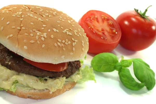 stock image Hamburger with fresh vegetables