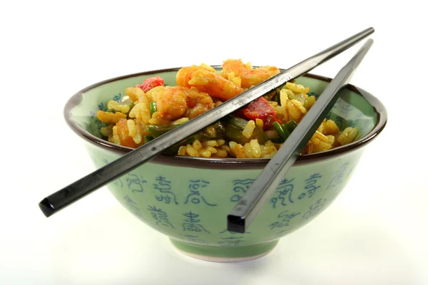 Rice with asian shrimp — Stock Photo, Image